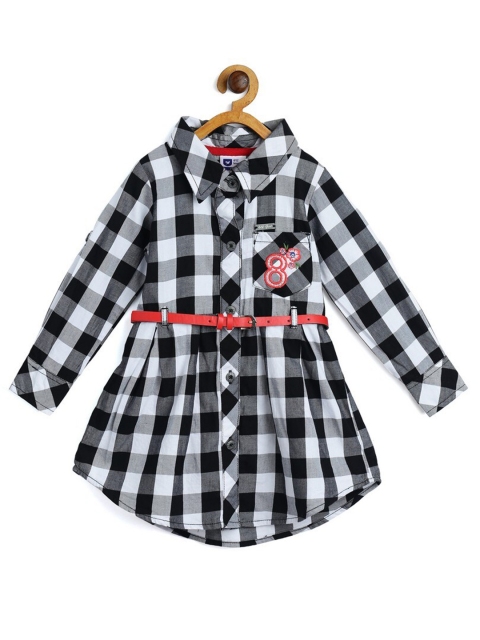 

612League Black Checked Shirt Dress