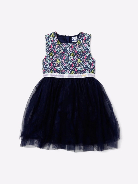 

612League Blue Floral Crepe Dress