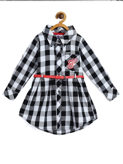 

612League Black Checked Shirt Dress