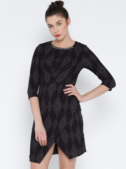 

Madame Women Black Printed Sheath Dress