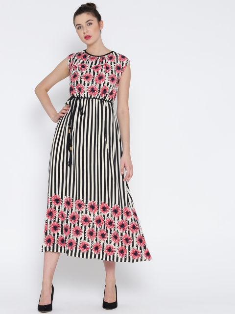 

Madame Women Black Printed A-Line Dress