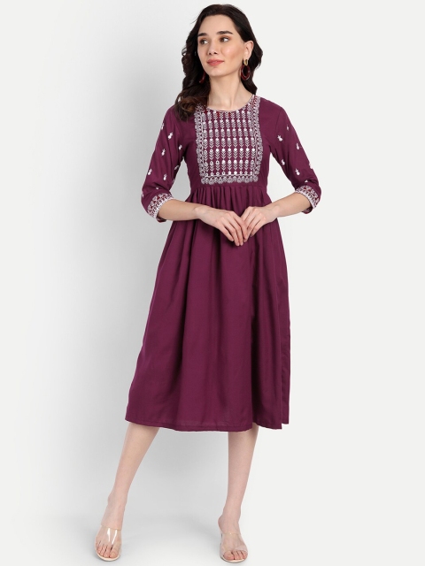 

RUHI FASHION Women Maroon Ethnic Motifs Dress