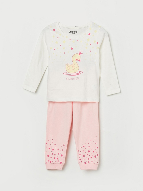 

Juniors by Lifestyle Girls Pink & White Printed Clothing Set