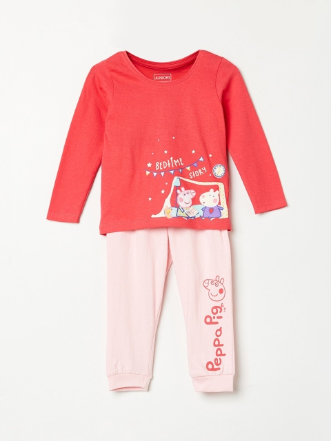 

Juniors by Lifestyle Girls Pink & Red Printed T-shirt with Pyjamas
