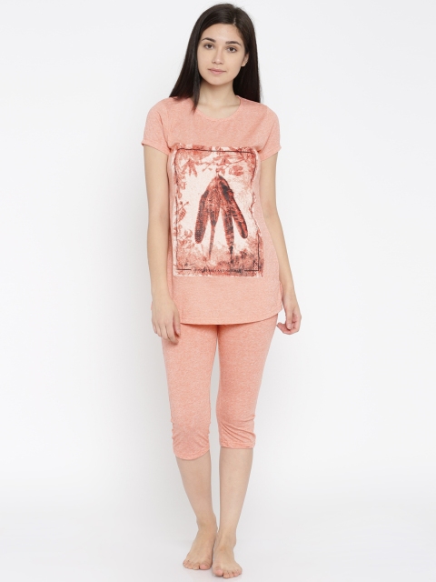 

Sweet Dreams Peach Printed Smart Fit Nightsuit 218316