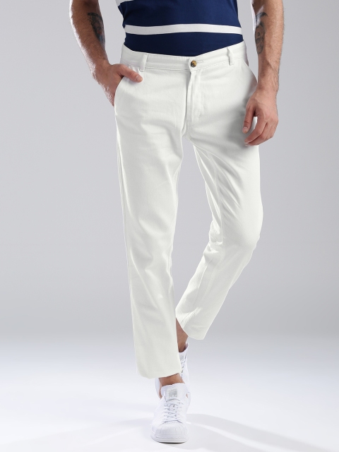 

Hubberholme Men White Slim Fit Solid Chinos