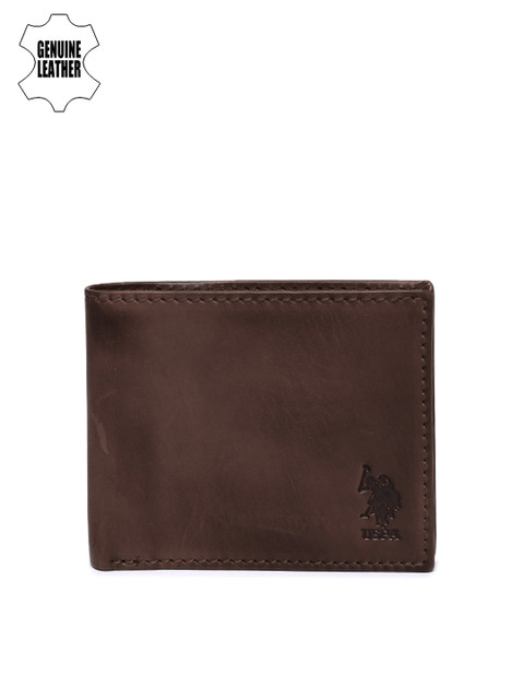 

U.S. Polo Assn. Men Burgundy Genuine Leather Two Fold Wallet