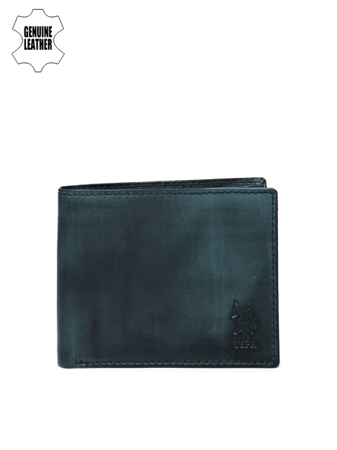 

U.S. Polo Assn. Men Navy Blue Genuine Leather Two Fold Wallet