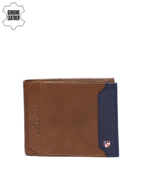 

U.S. Polo Assn. Men Brown Genuine Leather Two Fold Wallet