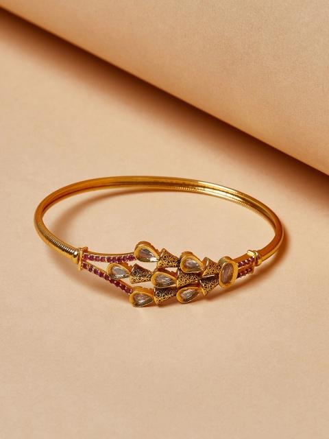 

Voylla Women Gold-Toned Brass Kundan Gold-Plated Cuff Bracelet