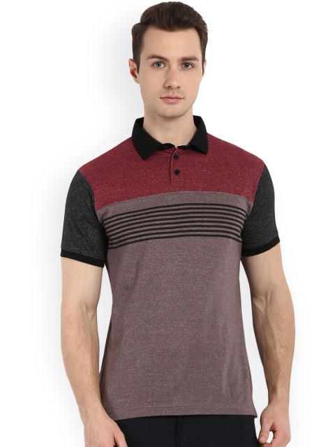 

Avoir Envie Men Mauve & Maroon Colourblocked Polo T-shirt
