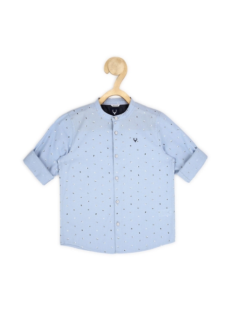 

Allen Solly Junior Boys Blue Slim Fit Printed Pure Cotton Casual Shirt