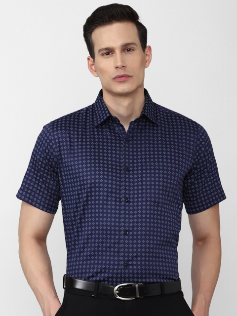 

Van Heusen Men Navy Blue Printed Casual Shirt
