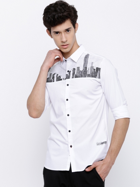 

LOCOMOTIVE Men White Slim Fit Casual Shirt