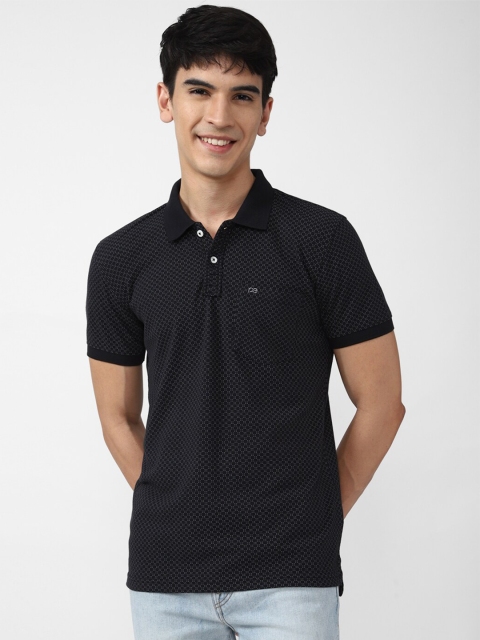 

Peter England Casuals Men Black Printed Polo Collar Slim Fit T-shirt