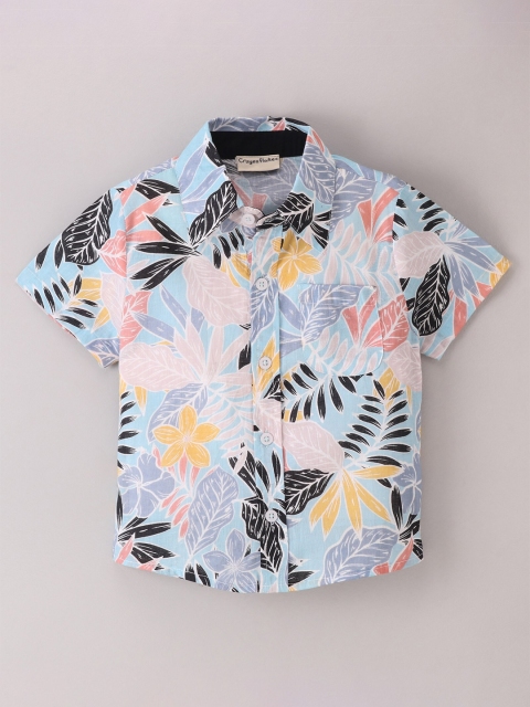 

CrayonFlakes Boys Blue Floral Printed Casual Shirt