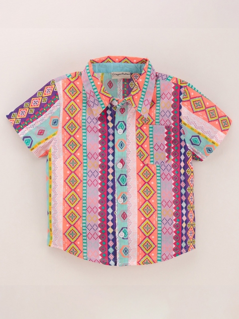 

CrayonFlakes Boys Multicoloured Regular Fit Printed Casual Shirt, Multi