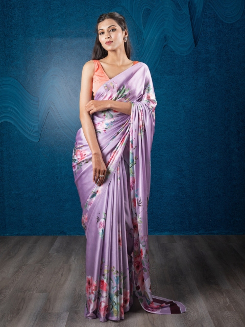 

Exclusiva Women Purple & Pink Floral Printed Saree