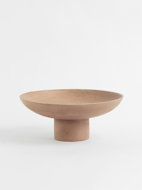 

H&M Beige Solid Wooden Pedestal Bowl