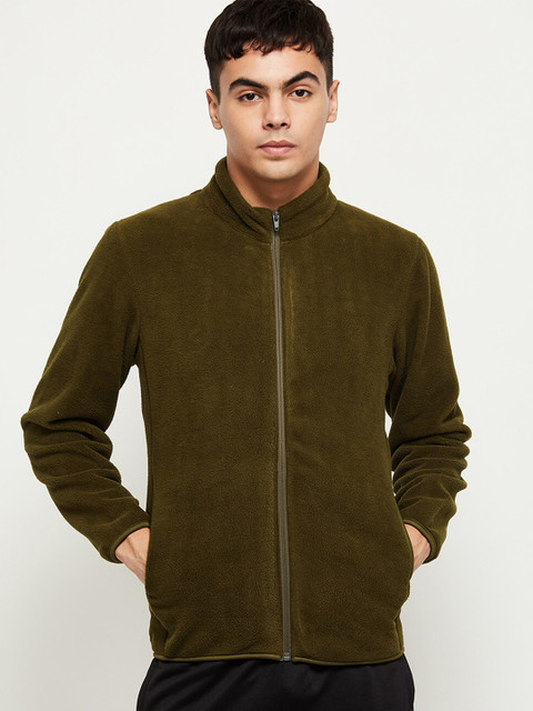 

max Men Green Front-Open Sweatshirt