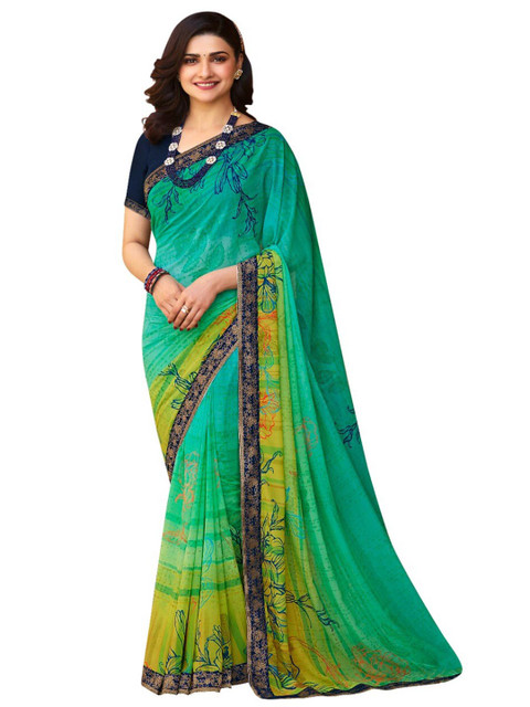 

Zainab chottani Green & Blue Floral Pure Georgette Saree