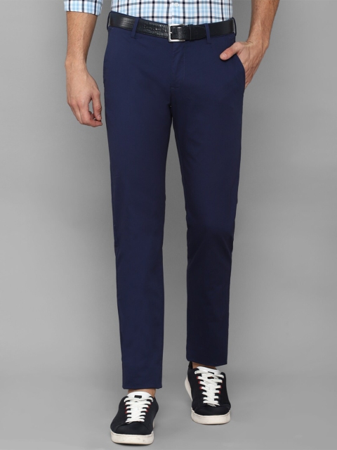 

Allen Solly Men Navy Blue Solid Slim Fit Trousers