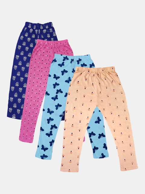 

FRENCH KLEIDER Girls Pack Of 4 Printed Pure Cotton Ankle-Length Leggings, Multi