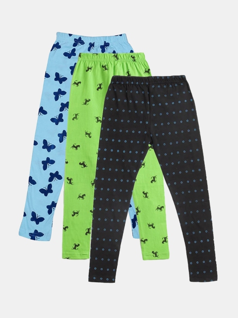 

FRENCH KLEIDER Girls Pack Of 3 Printed Pure Cotton Lounge Pants, Blue