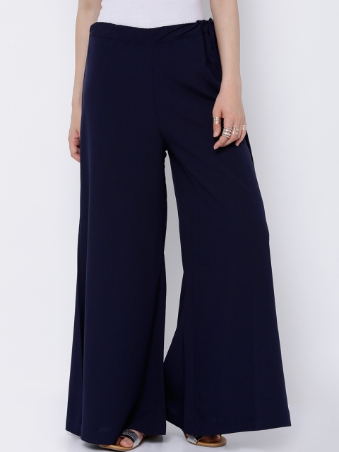 

Vishudh Women Navy Blue Wide Leg Solid Palazzos