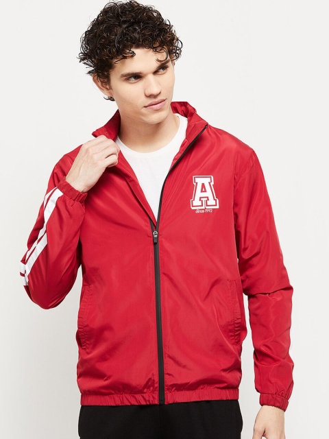 

max Men Red Windcheater Sporty Long Sleeves Jacket