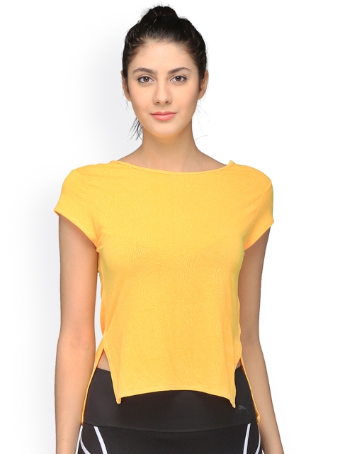 

Puma Women Yellow Printed Dancer Drapey Tee Top