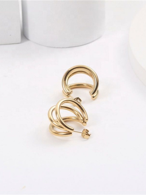 

PALMONAS Women Gold-Toned Spherical Hoop Earrings