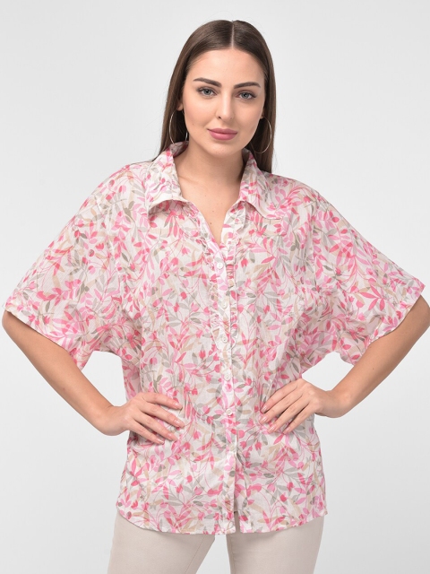 

250 DESIGNS Women Pink Floral Printed Casual Shirt