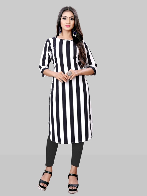 

MODLI 20 FASHION Women White & Black Printed Kurta