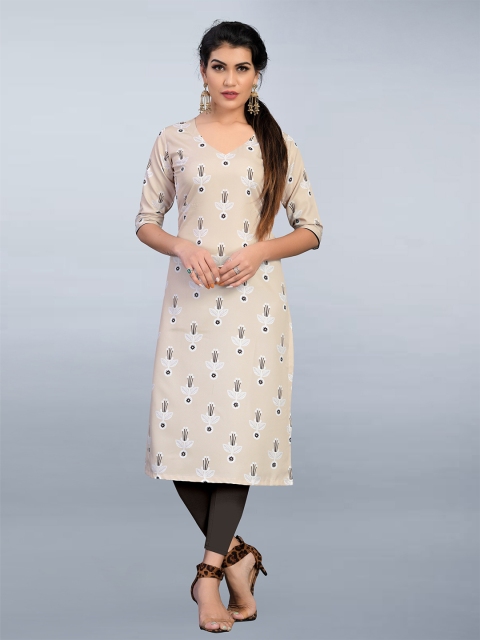 

MODLI 20 FASHION Women Beige & White Floral Printed Kurta
