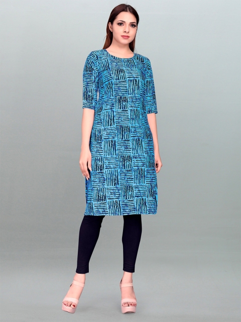 

MODLI 20 FASHION Women Blue & Black Geometric Printed Kurta