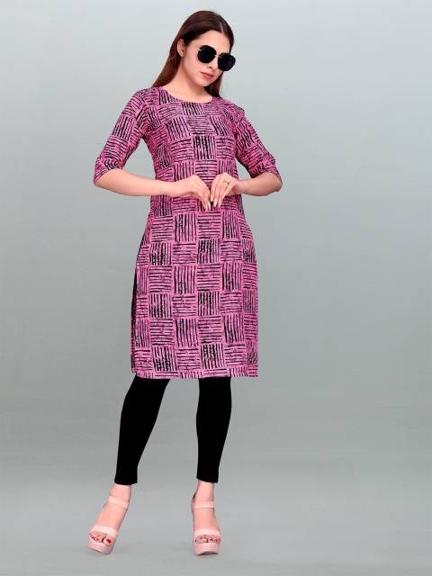 

MODLI 20 FASHION Women Pink & Black Printed Kurta