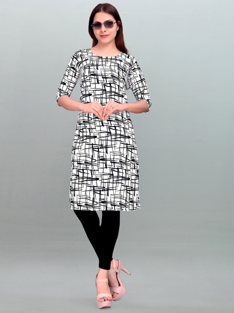 

MODLI 20 FASHION Women White & Black Printed Kurta