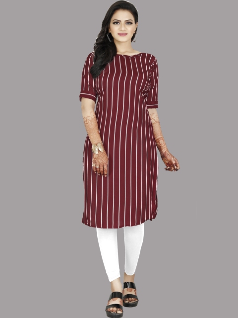 

MODLI 20 FASHION Women Maroon & White Striped Kurta