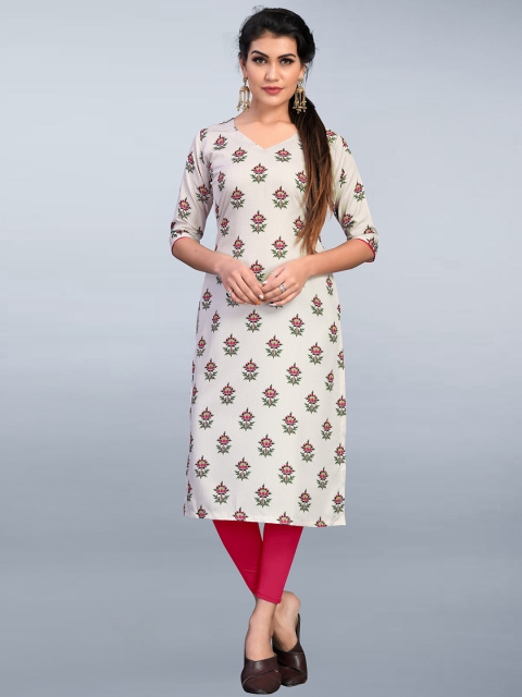 

MODLI 20 FASHION Women Beige & Green Ethnic Motifs Printed Kurta