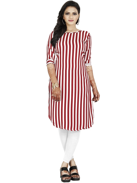 

MODLI 20 FASHION Women Red & White Striped Kurta