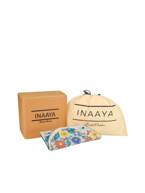 

INAAYA Beige Embellished Envelope Clutch