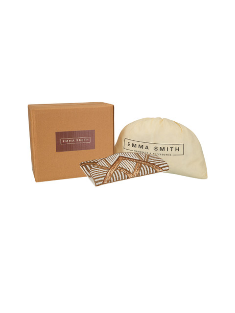 

INAAYA Gold-Toned & White Embellished Envelope Clutch