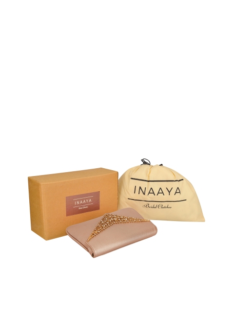 

INAAYA Women Gold-Toned & Rose Gold Crystal Studded Embellished Envelope Clutch