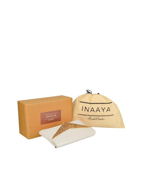 

INAAYA White & Brown Envelope Clutch