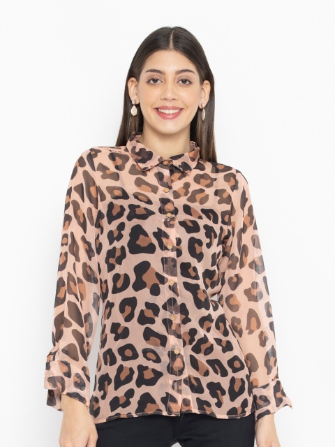 

SEW YOU SOON Women Beige Animal Print Top