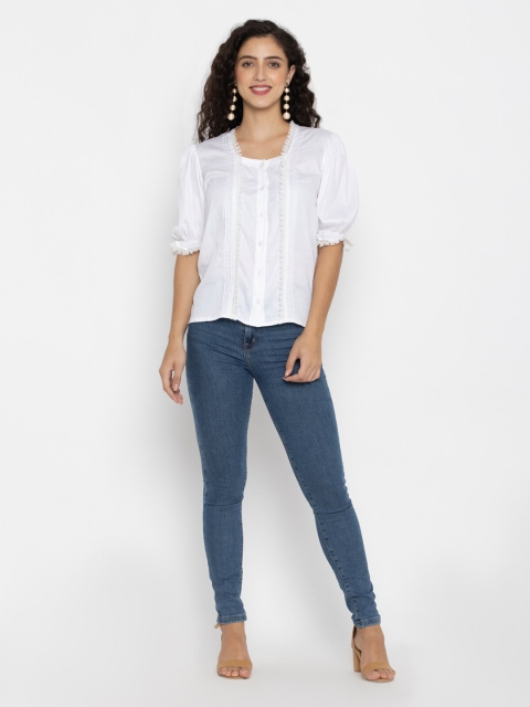 

SEW YOU SOON Women White Pure Cotton Top