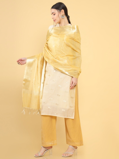 

Soch Beige & Gold-Toned Pure Silk Unstitched Dress Material
