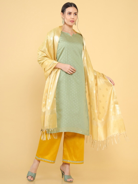 

Soch Green & Yellow Pure Silk Unstitched Dress Material