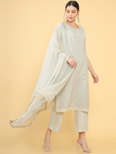 

Soch Grey Embroidered Silk Georgette Unstitched Dress Material